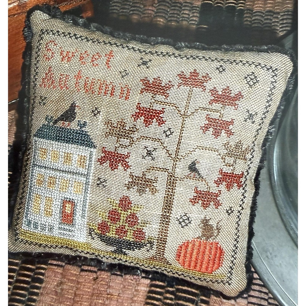 Sweet Autumn Pyn Pillow Cross Stitch Pattern & Threads By Chessie & Me